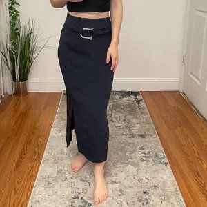 Hugo Boss Verinala Belt Detail Side Slit Pencil Skirt Midnight Size 10